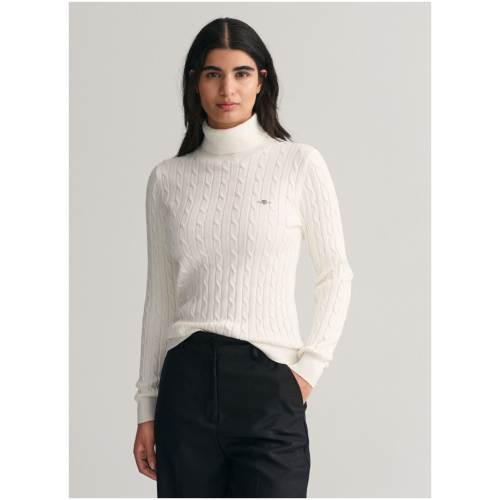 GANT Stretch cotton cable knit turtleneck sweater
